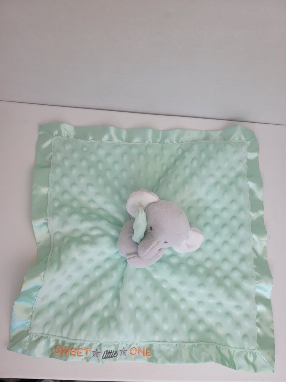 Carter's Child of Mine Sweet Little One Elephant Mint Green Security Blanket